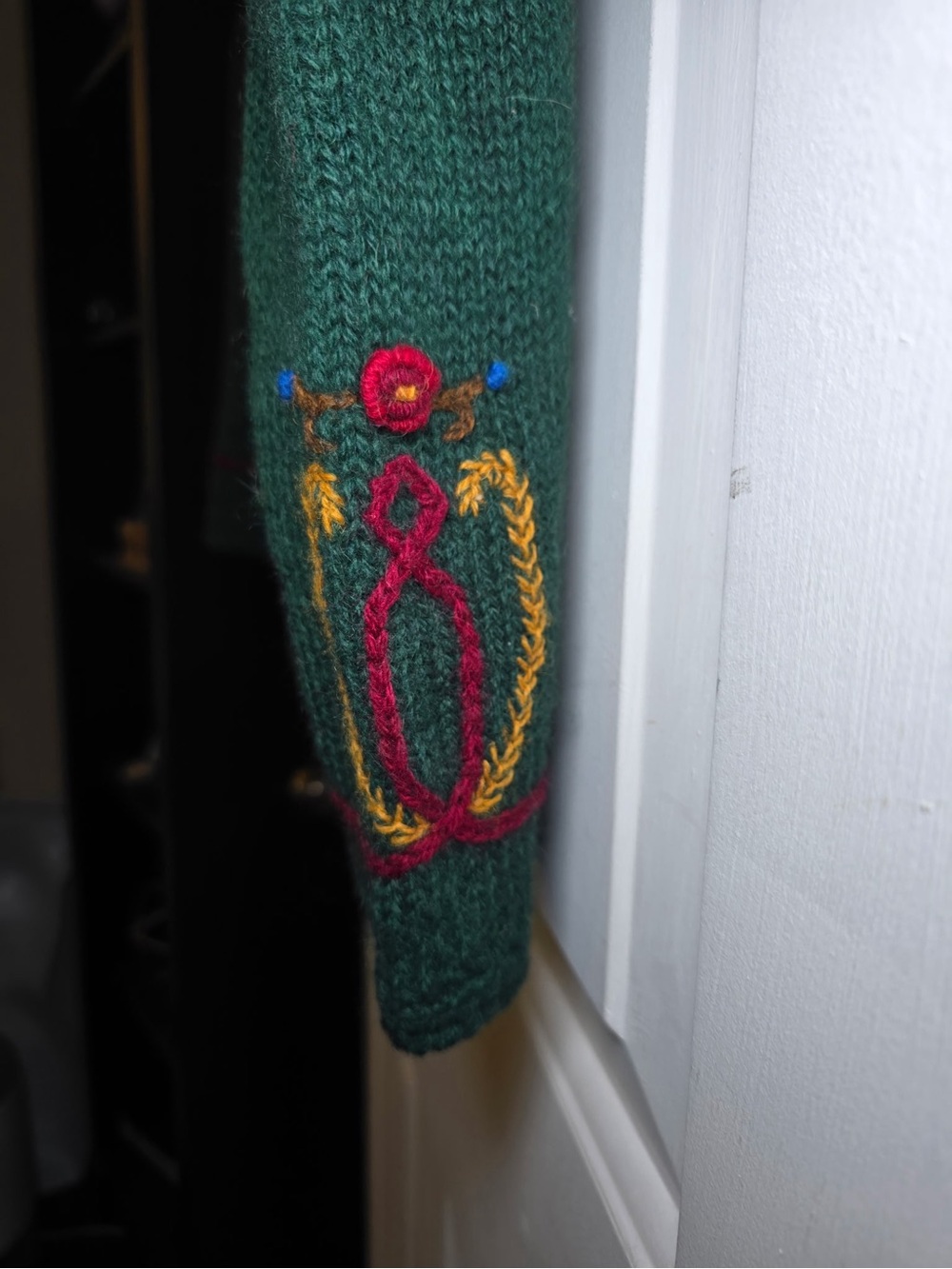Vintage Susan Bristol Embroidered Cardigan Wool Floral Celtic Large ASO Phoebe - Picture 7 of 12